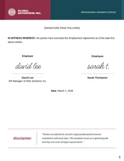 Administrative Assistant Contract Template - صفحة 5