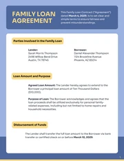 Loan Contract Between Family Template - Page 1
