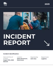 Simple White And Dark Blue Incident Report - Page 1