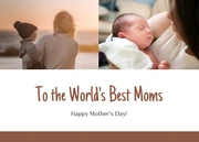 White And Brown Simple Photo Collage Happy Mother's Day Postcard - Seite 1