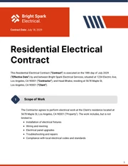 Residential Electrical Contract Template - Seite 1