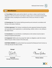 Restaurant Event Contract Template - page 4