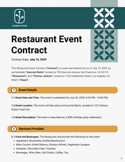 Restaurant Event Contract Template - page 1