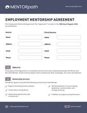 Mentorship Learning Employment Agreement Contract - Pagina 1