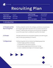 Minimalist Clean Simple White and Blue Recruiting Plan - Page 1