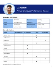 Work Performance Review Template - Page 1