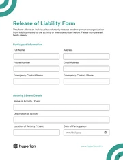 Release Of Liability Form Template - Página 1
