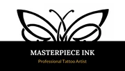 Black And White Simple Outline Tattoo Business Card - Page 1