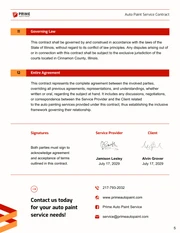 Auto Paint Service Contract Template - page 5