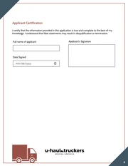Truck Driver Application Form Template - صفحة 4