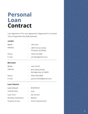 Blue and White Simple Loan Contracts - Page 1