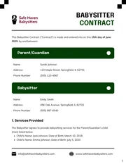 Babysitter Contract Template - صفحة 1