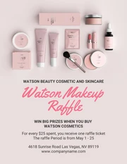 Pink Pastel Minimalist Makeup Raffle Flyer - Page 1