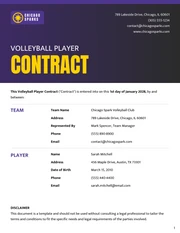 Volleyball Player Contract Template - Page 1