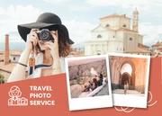 Orange And White Modern Simple Polaroid Photo Service Travel Postcard - page 1