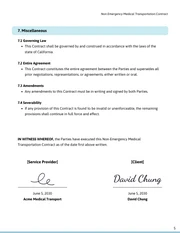 Non Emergency Medical Transportation Contract Template - page 5