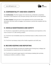 Truck Driver Contract Template - Page 3