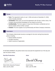 Reality TV Show Contract Template - page 2