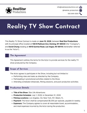 Reality TV Show Contract Template - صفحة 1