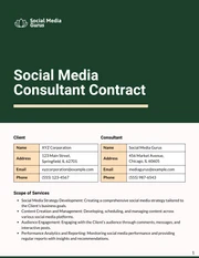 Social Media Consultant Contract Template - Pagina 1