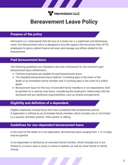 Standard Bereavement Policy Sample Template - page 1