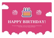 Pink And White Simple Playful Modern Illustration Birthday Postcard - Page 1