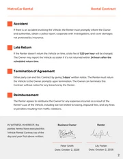 Vehicle Rental Contract Template - Page 2
