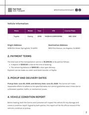 Auto Transport Contract Template - Pagina 2