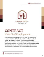 Head Chef Employment Contract Template - page 1