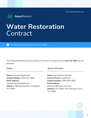 Water Restoration Contract Template - page 1