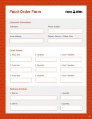 Food Order Form Template - Seite 1