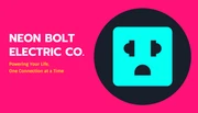 Neon Cyan Pink Yellow Business Card Electrician - Page 1