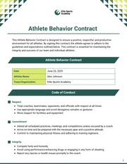 Athlete Behavior Contract Template - Seite 1