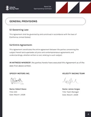 Race Car Sponsorship Contract Template - page 4