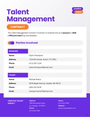 Talent Management Contract Template - Página 1