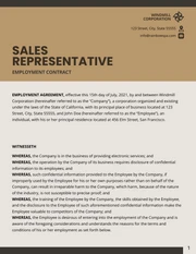 Sales Representative Employment Contract Template - صفحة 1