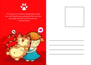 Red Modern Cute Character Animal Lover Love Postcard - Page 2