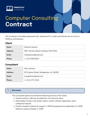 Computer Consulting Contract Template - Pagina 1