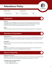 Attendance Policy Template - Pagina 1