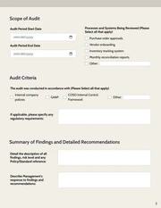 Internal Audit Form Template - page 2