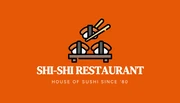 Dark Orange Modern Sushi Restaurant Business Card - Page 1