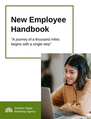 Green and White Generic Employee Handbook Template - Page 1
