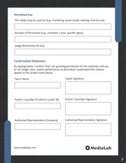 Talent Release Form Template - Página 2