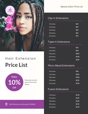 Hair Extension Price List Template - Página 1