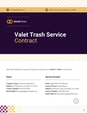 Valet Trash Service Contract Template - Page 1