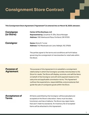 Consignment Store Contract Template - page 1