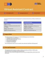 Virtual Assistant Contract Template - Pagina 1