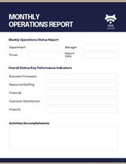 Monthly Operations Report Template - Page 1