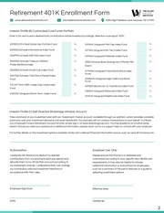 Retirement 401K Enrollment Form - page 2