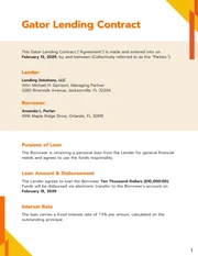 Gator Lending Contract Template - Page 1